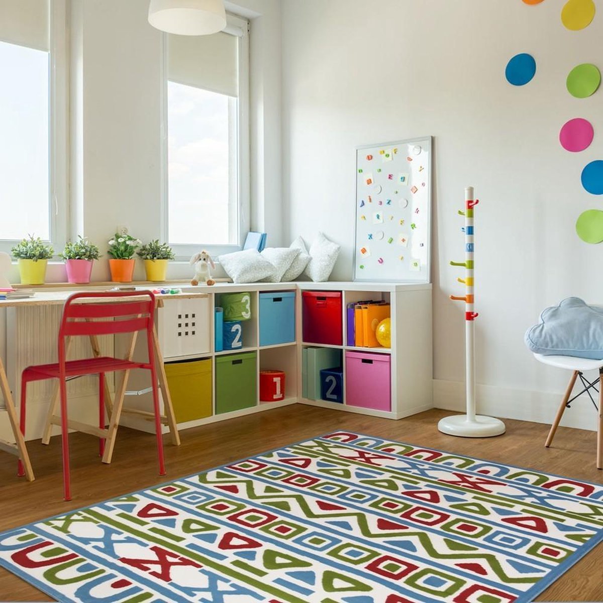 Aztec kindervloerkleed - kindertapijt - 115 x 150 cm - wasbaar - zacht - duurzame kwaliteit - speelgoed