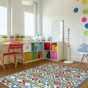 Aztec kindervloerkleed - kindertapijt - 115 x 150 cm - wasbaar - zacht - duurzame kwaliteit - speelgoed