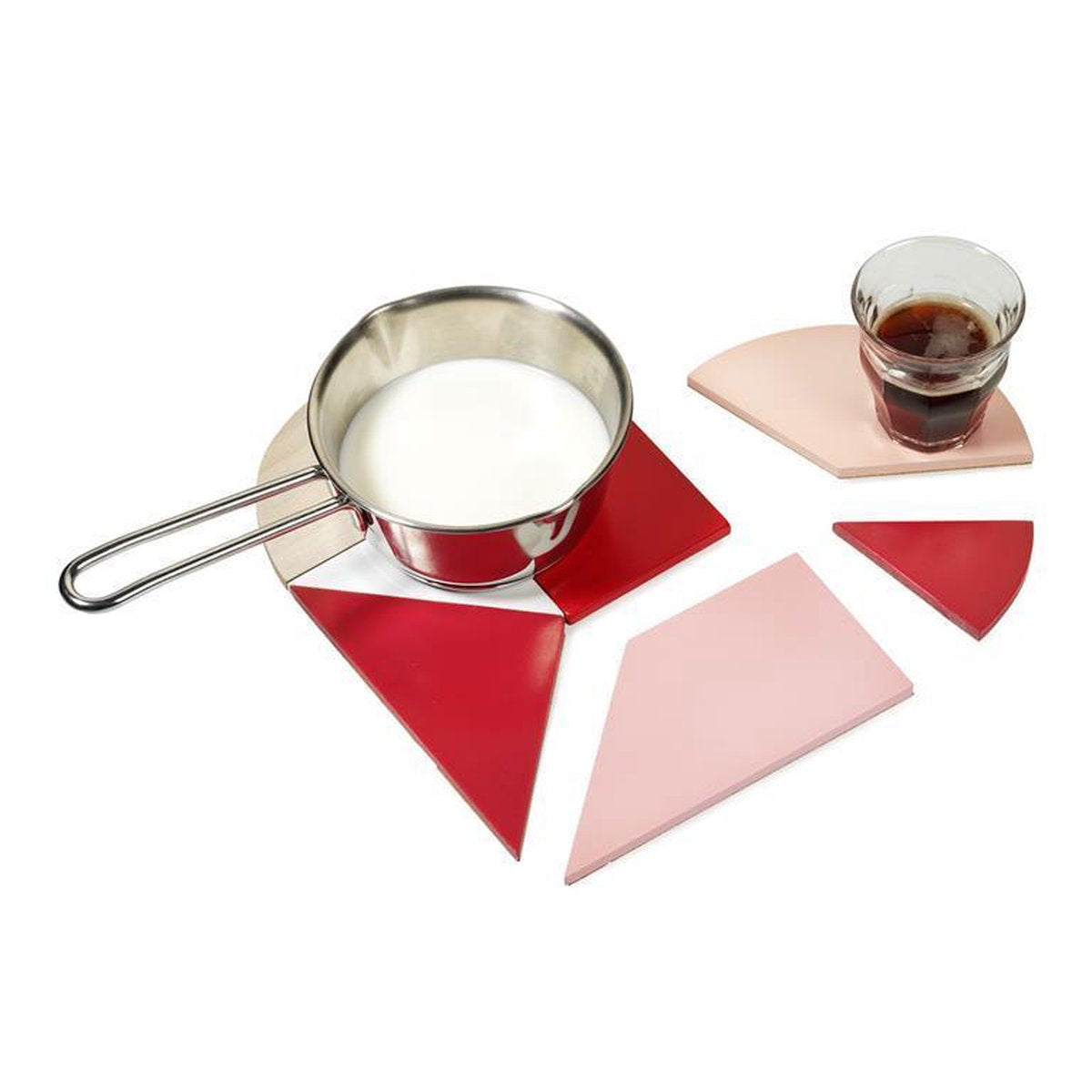 Bitten - Hear Tangram Trivet and Coaster set Red