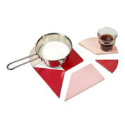 Bitten - Hear Tangram Trivet and Coaster set Red