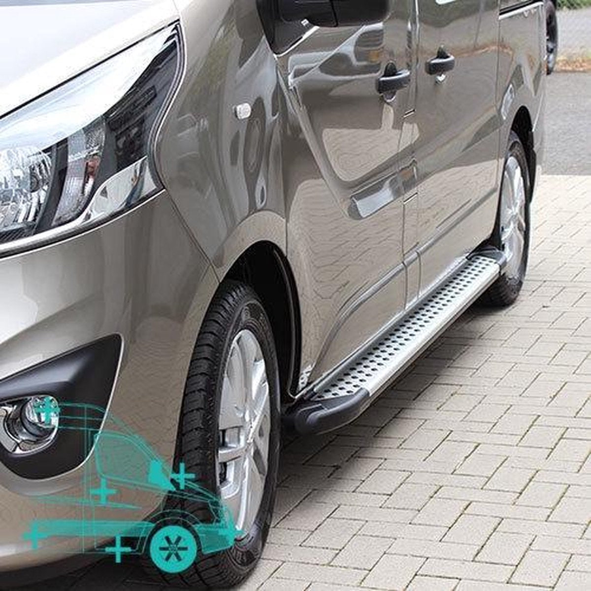 Opel Vivaro Treeplanken | Opel Vivaro 2001+ | Renault Trafic 2001+ | Nissan NV300 2016+ | Fiat Talento 2016+ | L1 Aluminium Zwart