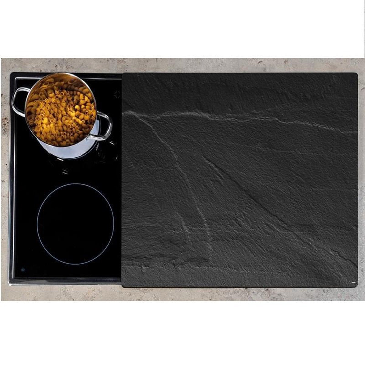 XXL Multifunctionele Glas Snijplank | Spatbescherming voor achter de kookplaat | Voor het afdekken van keramische glaskookplaten en keukenbladen | Anti Spat Scherm | Afm. 56 x 50 x 1