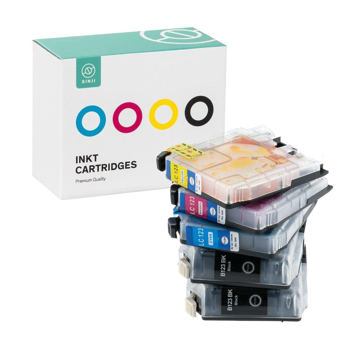 Sinji Inktcartidge voor Brother LC-123A - Zwart/Cyaan/Magenta/Geel - Hoge capaciteit