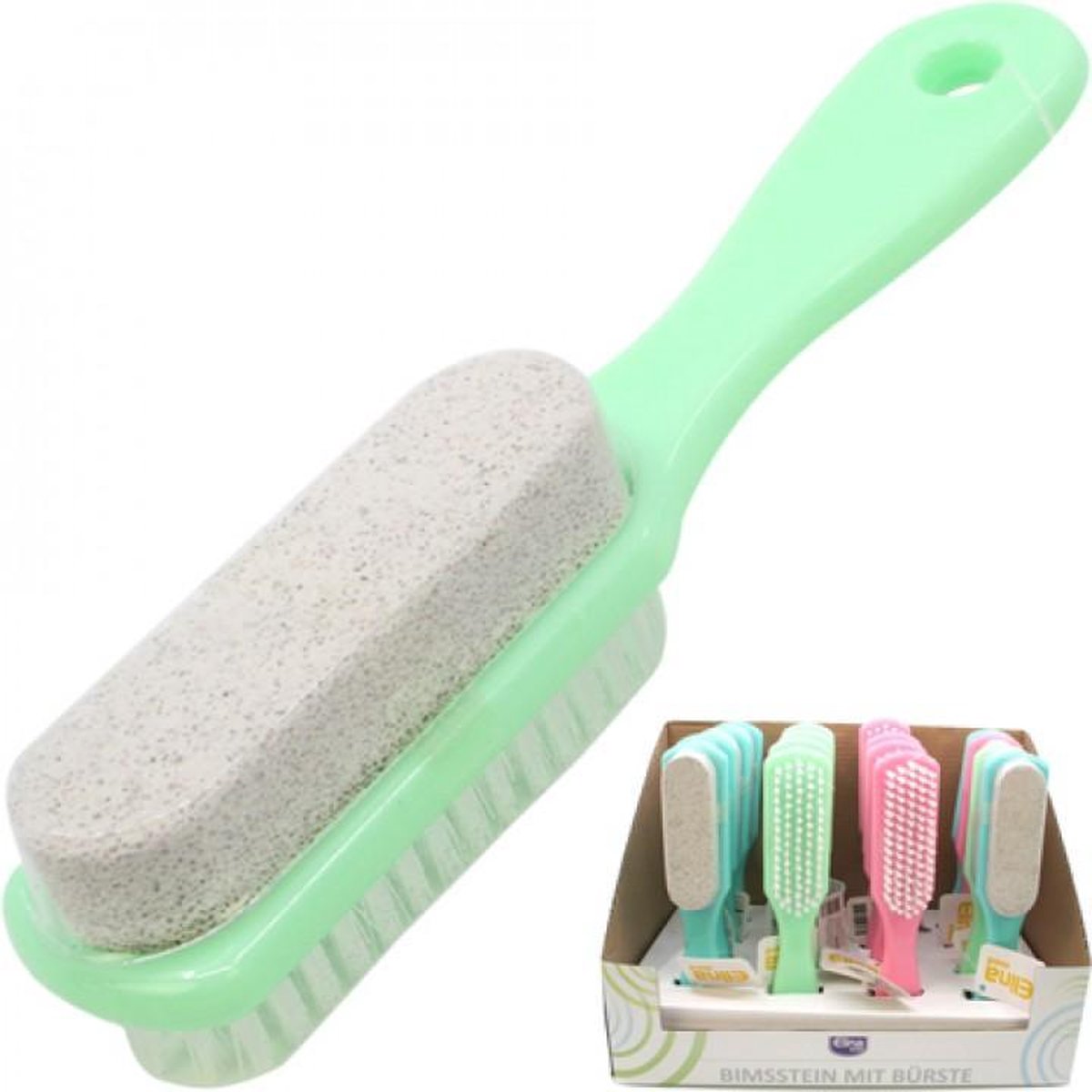 2 stuks manicure borsteltje met puimsteen rose en mint groen