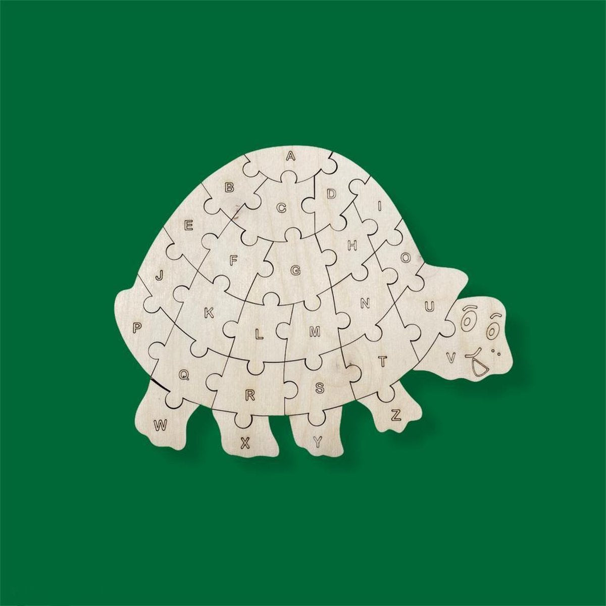 Kinder Puzzel - Hout - Schildpad - Puzzels - Leren - 24x19 cm - Kinderen - Puzzel - Speelgoed - Ontwikkelen - Kinderen - Kleuter - Peuter - Knutselen - Speelgoed - Jongen - Meisje - Speelgoed Jongens - Speelgoed Meisjes