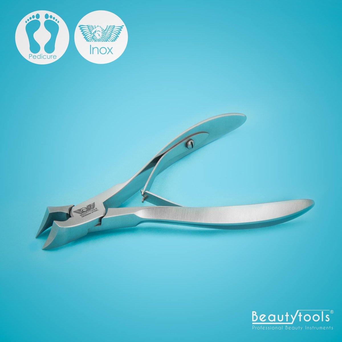 BeautyTools SAFE-CUT INOX Nagelknipper/Nageltang Voor Harde Teennagels En Kalknagels - Swada Cutter - Dwarssnittang (Kopknipper) Diabetes - 16 mm Gebogen Bek (NN-0133)