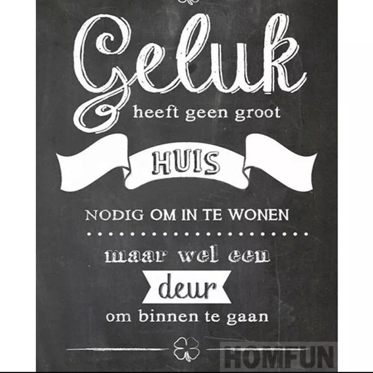 Diamond Painting Volwassenen - Tekst - Geluk Heeft Geen Groot Huis Nodig - Volledige Bedekking - Ronde Steentjes -  20 x 25 CM