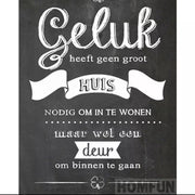 Diamond Painting Volwassenen - Tekst - Geluk Heeft Geen Groot Huis Nodig - Volledige Bedekking - Ronde Steentjes -  20 x 25 CM
