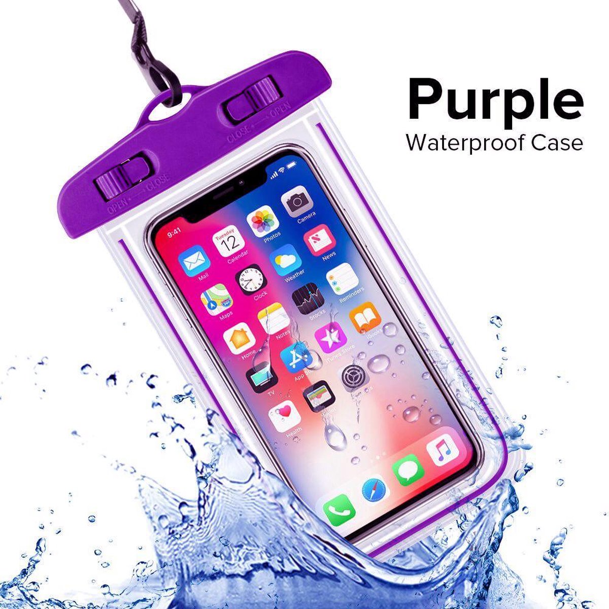 Waterdichte Telefoonhoesjes - Waterproof Hoesje voor Telefoon - Waterdicht Telefoonhoesje - Paars
