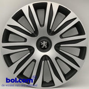 Zwarte Wieldoppen 15 inch Peugeot wieldoppen Peugeot 15 inch zwart - PEU493L15 - Alternatief voor o.a. PEU574L15 - Lapa - PEU80815 - PEU81115 - PEU46415 - PEU574L15 - PEU49115