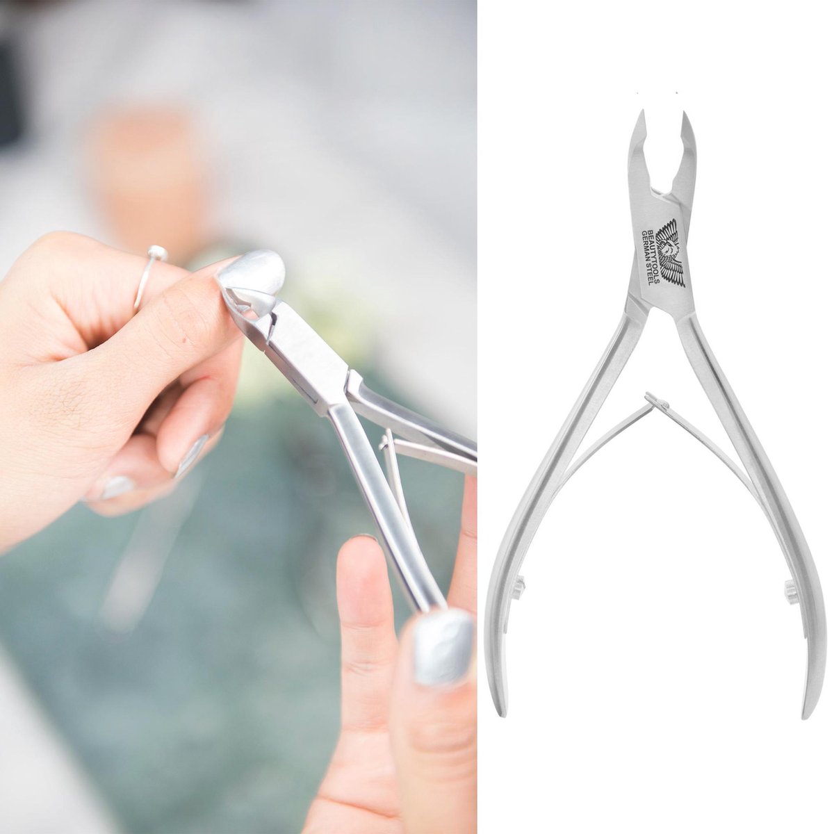 BeautyTools INOX Cuticle/Vellentang Met Spitse Bek Voor Nagelriemen - Nagelriem knipper / Cuticle Remover - Ergonomische Lange Handvat - 5 mm Rechte Bek (NN-2663)