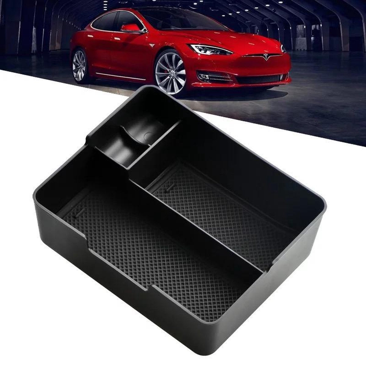 Tesla Model 3 Middenconsole Organizer Auto Accessoires Opbergbak – Zonnebril Houder Lade – Zwart