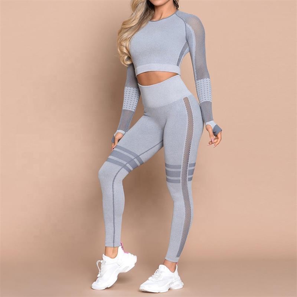 Strength Long Sleeve Crop Top - Grijs