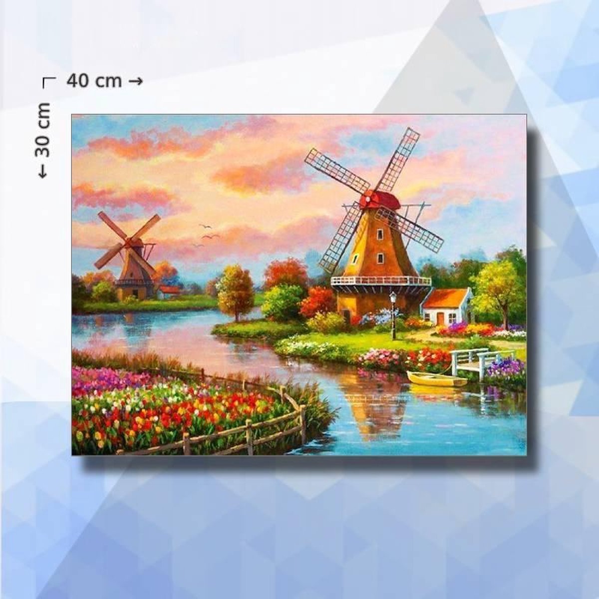 Diamond Painting pakket Molens Zaanse Schans - vierkante steentjes - 40 x 30 cm