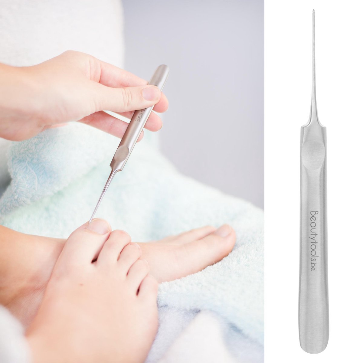 Beautytools INOX Pedicure Holle Beitel met Super Fijne Gleuf 0.5 mm - Eksteroog/Likdoorn Verwijderaar - Ergonomische handvat 15 cm (NC-0423)