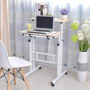 HN® Laptoptafel Zit-sta Wit | Computertafel | In hoogte verstelbaar | Multifunctioneel | Laptoptafel op wieltjes | 70 cm tot 115 cm | Bijzettafel