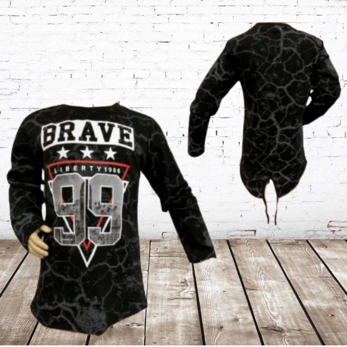 S&C Jongens longsleeve Brave 99 zwart - 98/104