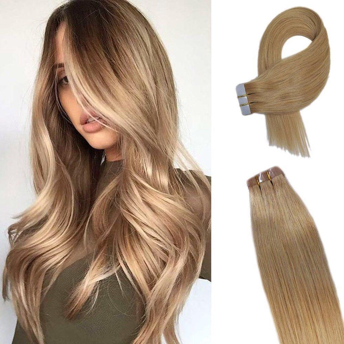 Tape Hair Extensions 50gram 45cm kleur 27 echt haar beste kwaliteit