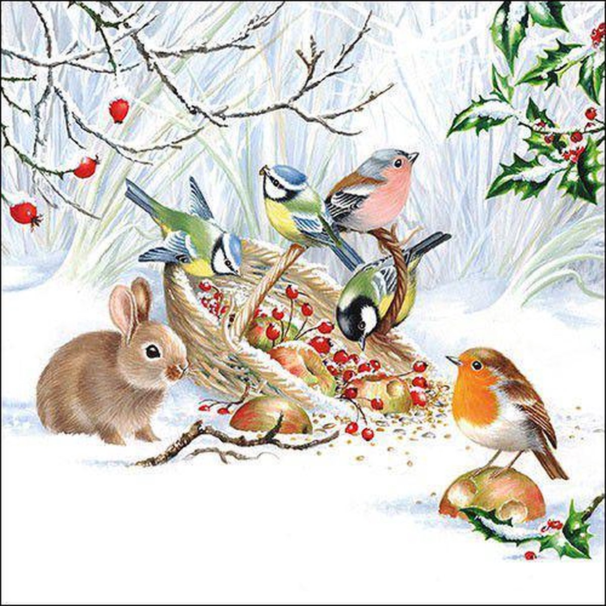 CraftEmotions servetten 5st - Winter Traktatie 33x33cm Ambiente 33314660