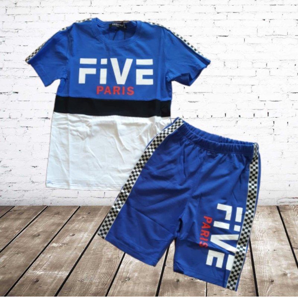 s&C Jongens set Five blauw wit - 146/152