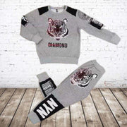 Joggingpak tijger grijs - 98/104