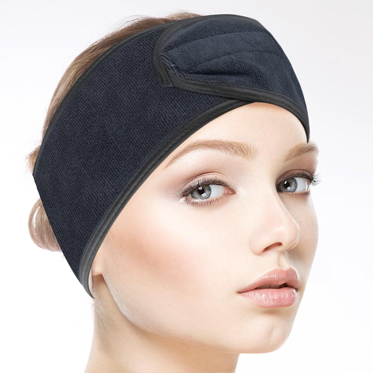 SIMIA™ - Premium Verstelbaar Badstof Hoofdband - 2 STUKS - Donkerbruin/Zwart