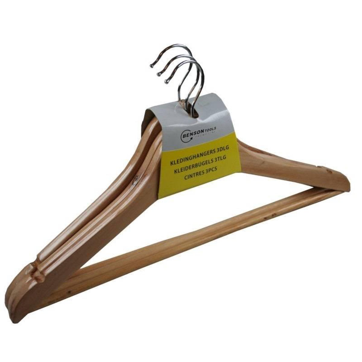 Bellson Houten Kledinghangers Naturel (3 Delig)