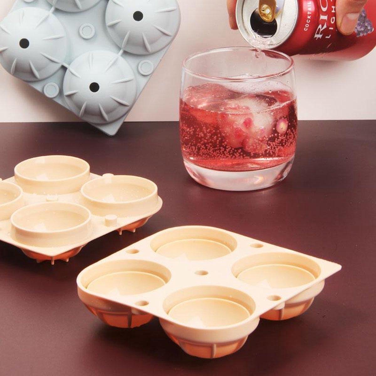 BOTC - Multifunctionele 4-Cavity Silicone Bal - Ice Cube Ball Maker - IJsblokjes voor ronde ijsblokken - Cocktail Whisky Vorm Voor Ijsblokjes Tray Ijs mold - Pink