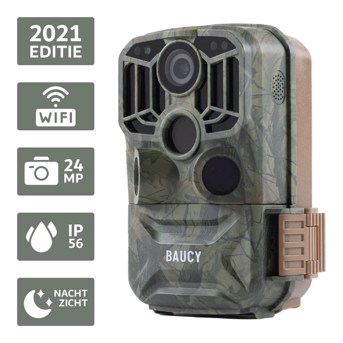 Baucy M601 Wildlife Camera - Wildcamera - Met Wifi en Nachtzicht - Bewakingscamera -  Jachtcamera - Inclusief 64GB SD Kaart