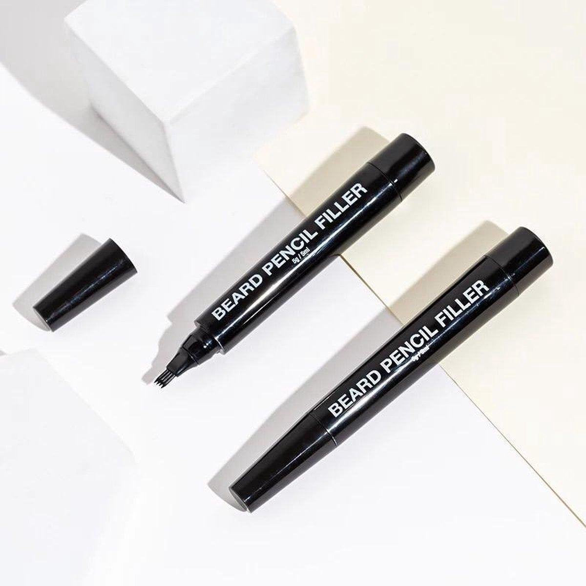 Baard pen zwart A-LABEL - Baardpen - Beard pen - baardstift - baard pen - baardgroei - beardkit - wenkbrauw stift - zwart