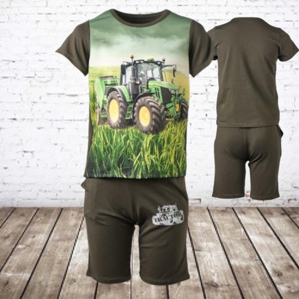 S&C Jongens kleding set trekker groen 769 - 158/164