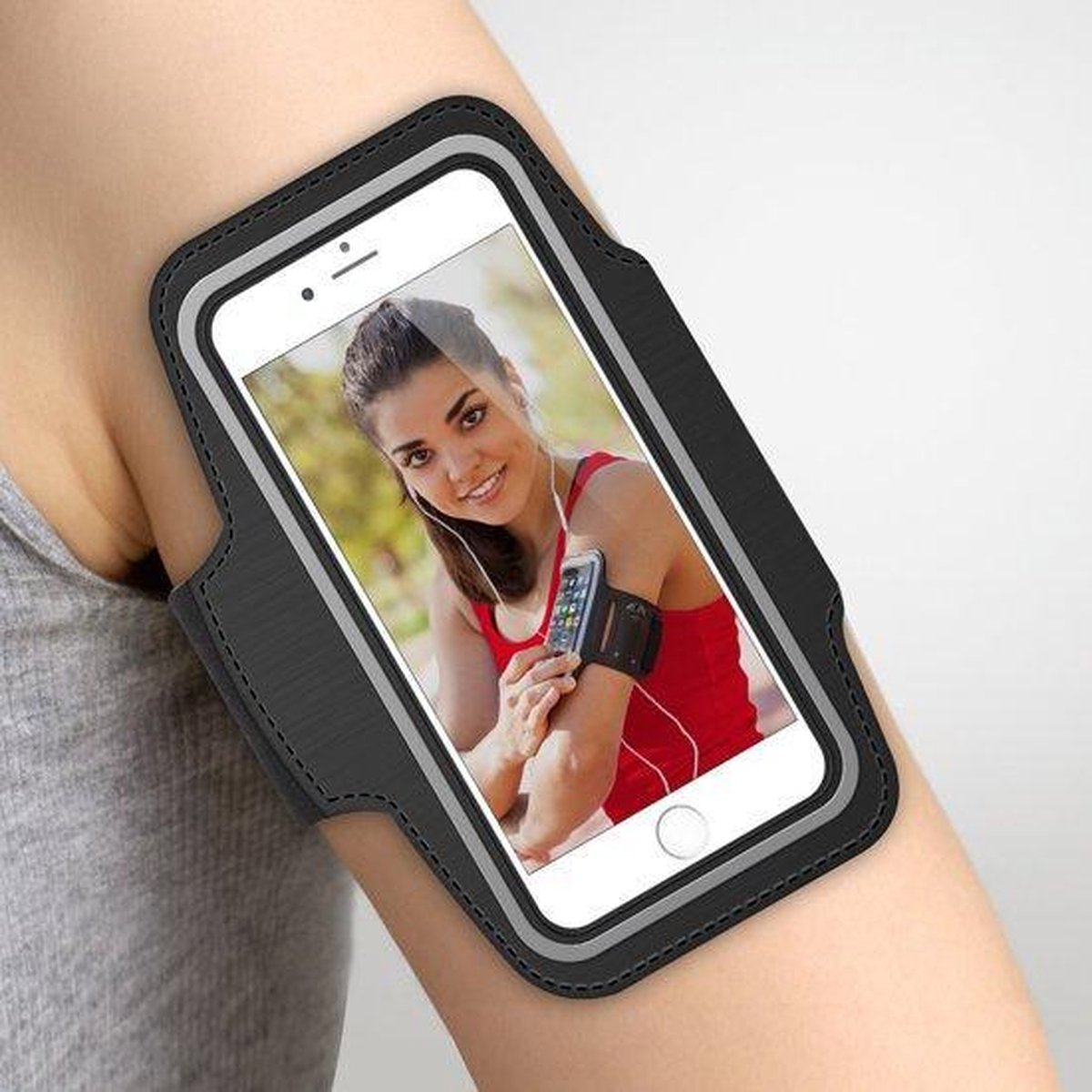Zwart Universele Spatwaterdichte Sportarmband voor Apple iPhone 7 Plus / 7+ - Hardloop 5.5 inch Sport Armband Met Sleutelhouder (Apple iPhone
