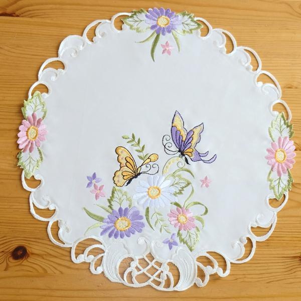 Tafelkleed serie - Vlinders en bloemen - Rond 40 cm