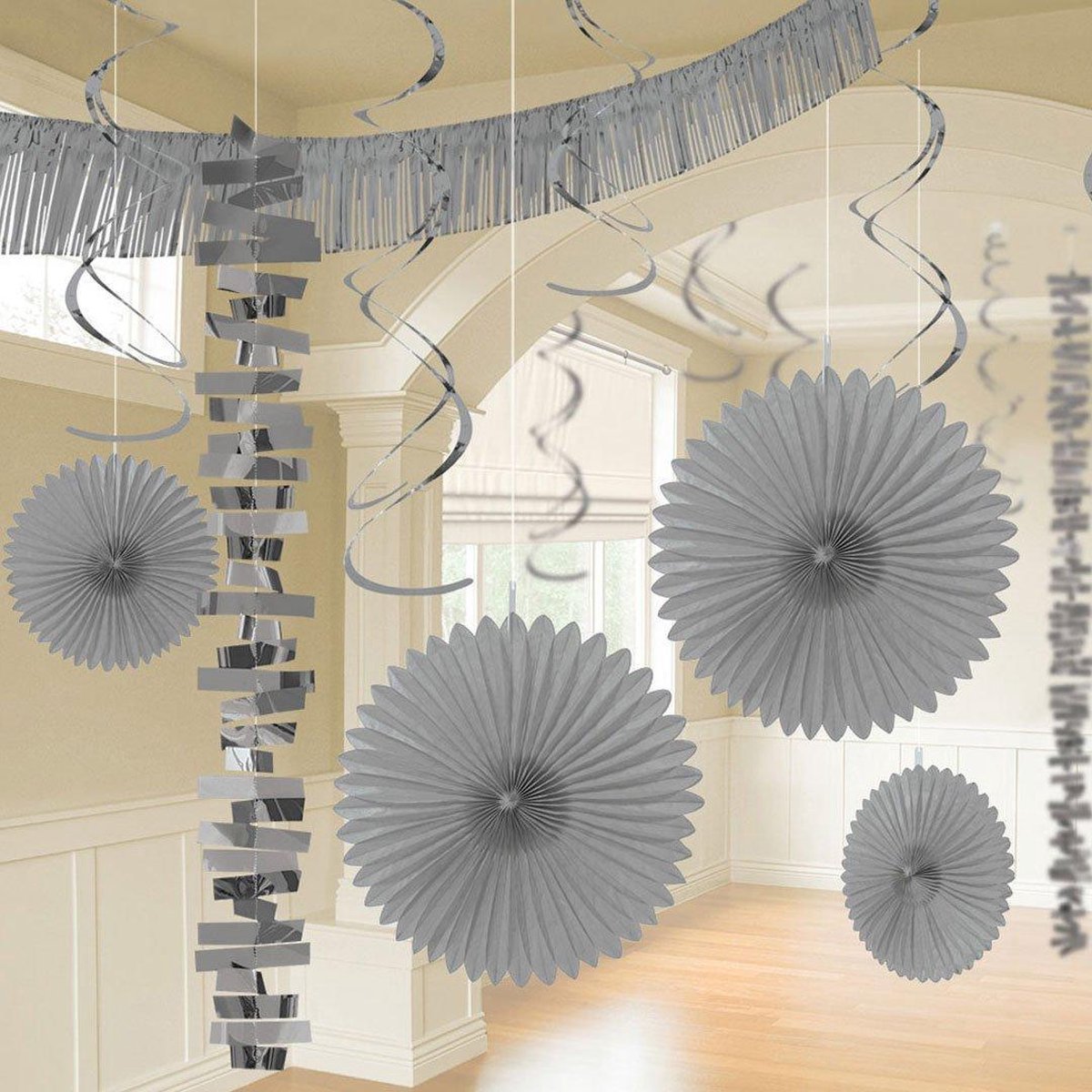 Waaiers Decoratie Kit Zilver - 18 stuks