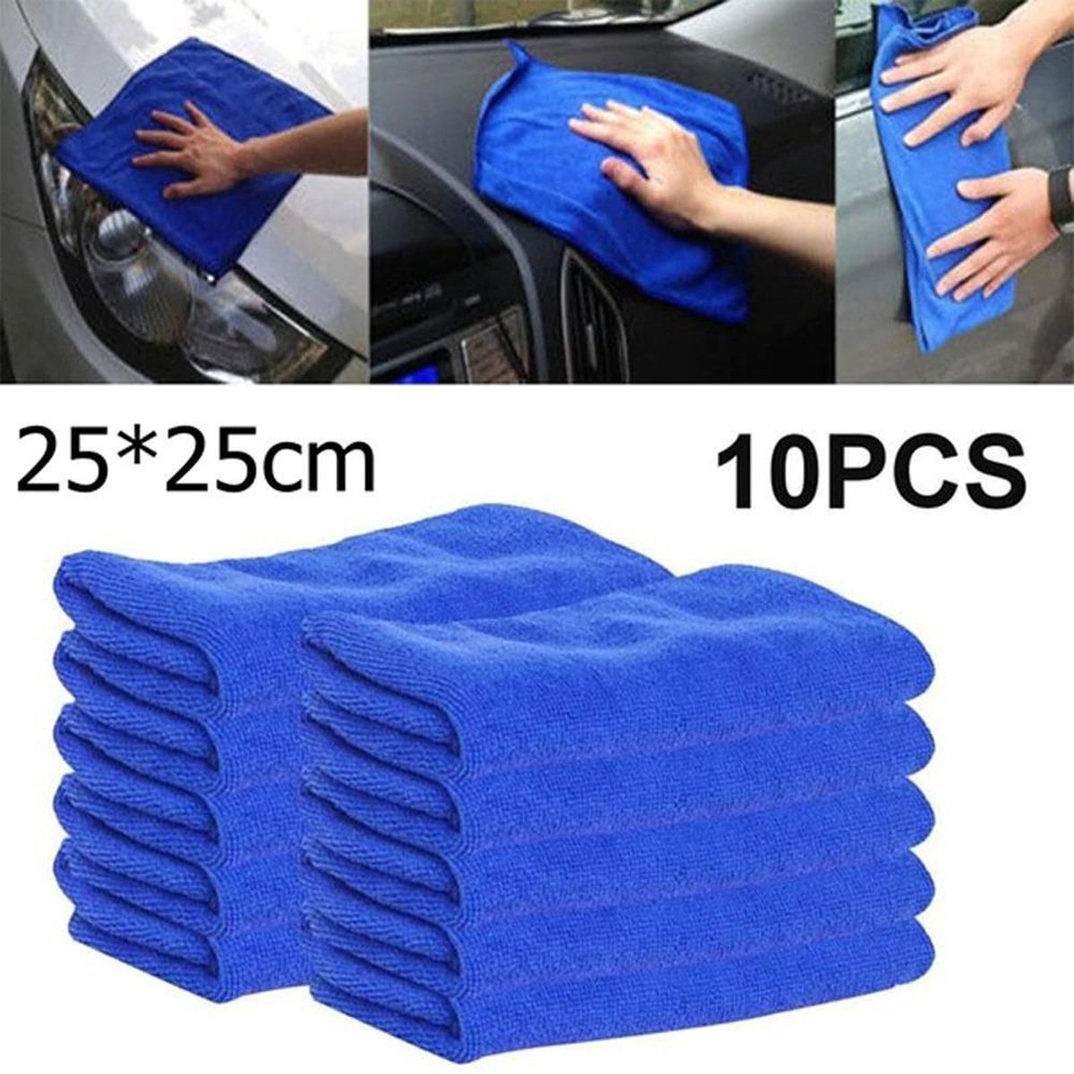 Microvezel doeken 25x25cm-Car Cleaning-Droogdoek-Schoonmaakdoek-reiniging auto-Autopoetsdoekjes-stofdoek-Krasvrij-Set van 10 Stuks