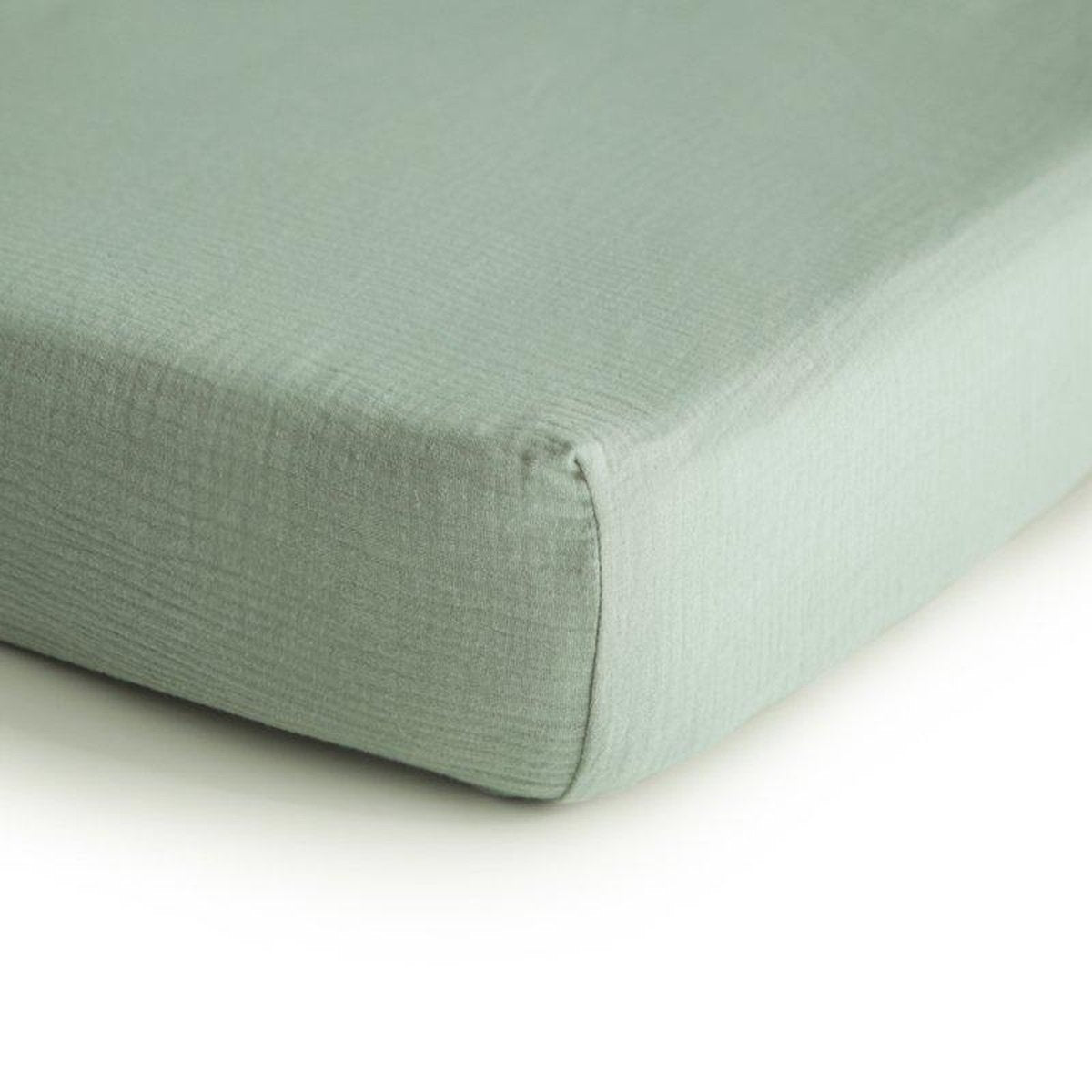 Mushie ledikanthoeslaken | Roman Green | Biologisch katoen | 130x70 | 28" x 52" x 9" | BIBS | babykamer