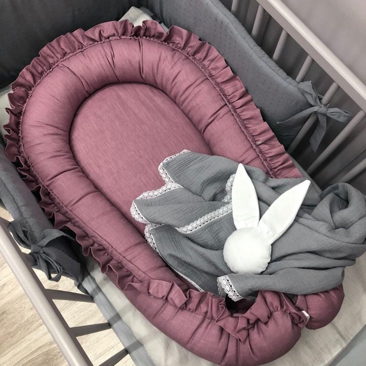 Babynestje Ruches Linnen Mauve Dolly