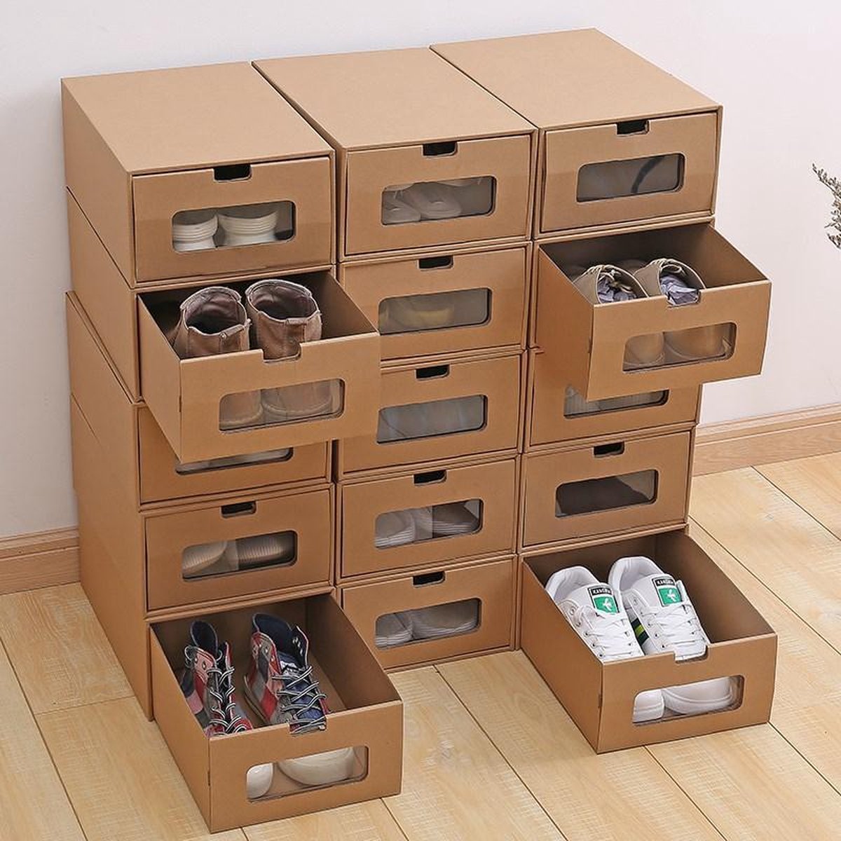 TDR - Kartonnen schoenen opbergdoos - vouwbaar -  35cmx23.5cmx13.5 - per 5 stuks