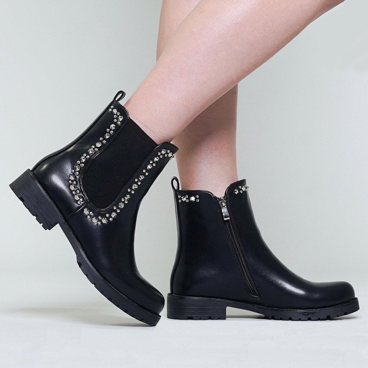 Chelsea boots zwart met mooie studs Zwart / 37