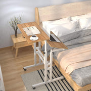 HN® Zit-Sta Laptoptafel Eikenhout | Tablet- werk en Computertafel | In hoogte verstelbaar | Multifunctioneel | Laptop tafel op wieltjes | 70 cm tot 115 cm | Bijzettafel Bureau
