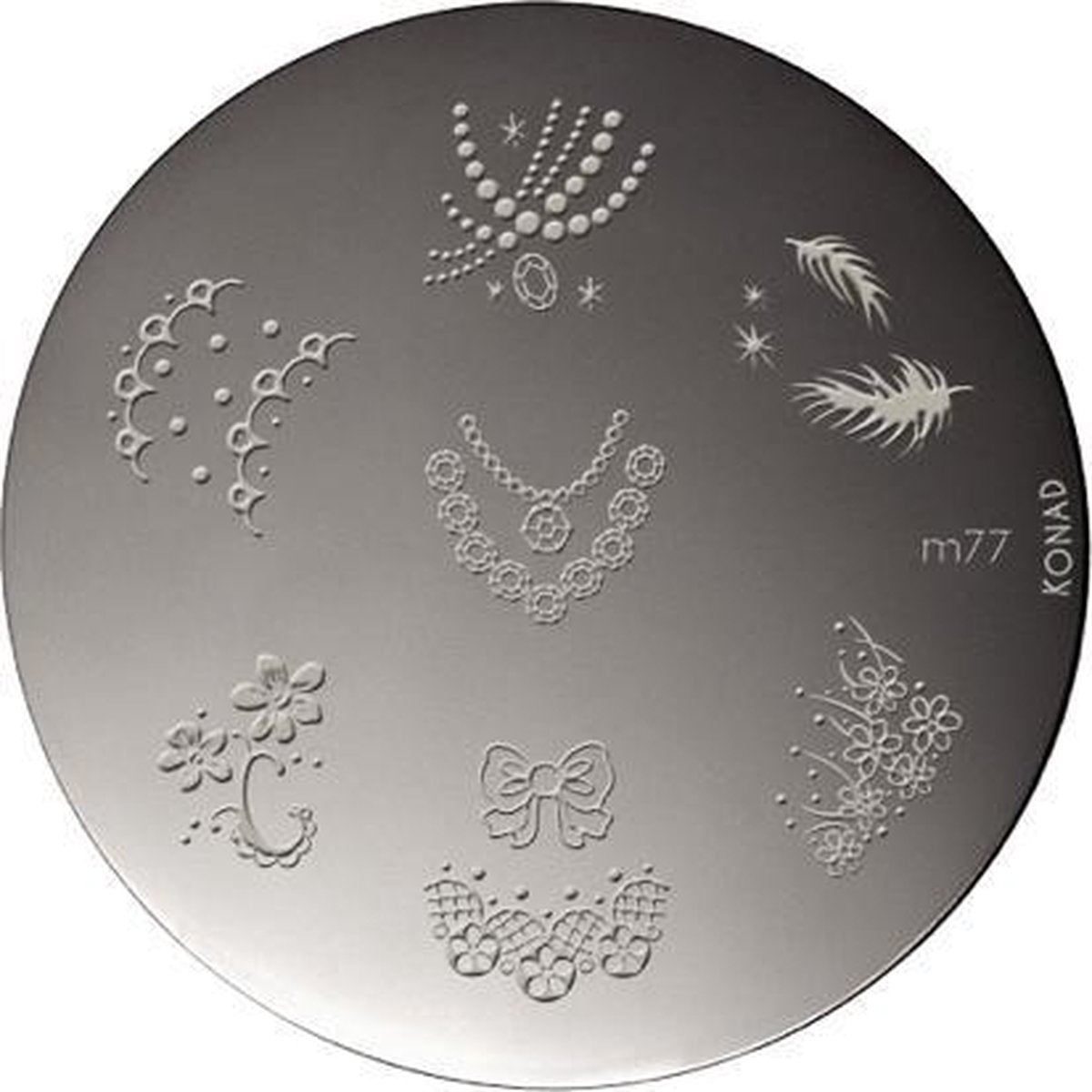 KONAD stamping plates M77 met 8 nagel figuurtjes BEAUTY.