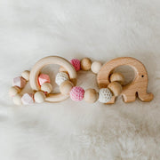 Babybeads - Dubbele bijtring - Roze met wit