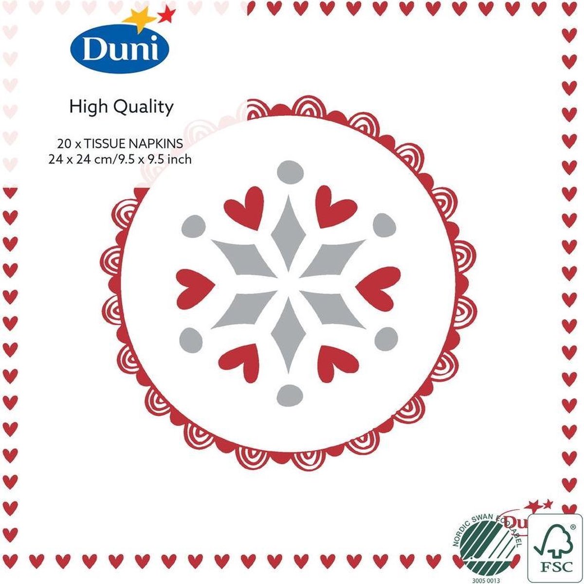 Duni Servetten Scandi 3-laags 24 X 24 Cm Papier Wit 20 Stuks