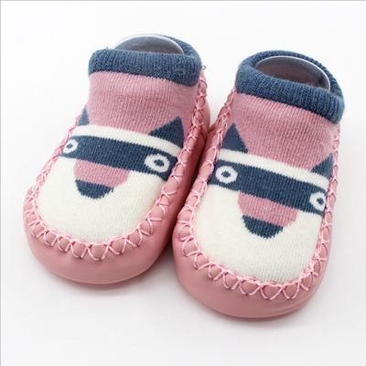 JillyBee - Baby Sokjes - Slofsokken - Sloffen - Antislip - Roze - Wit - 14cm