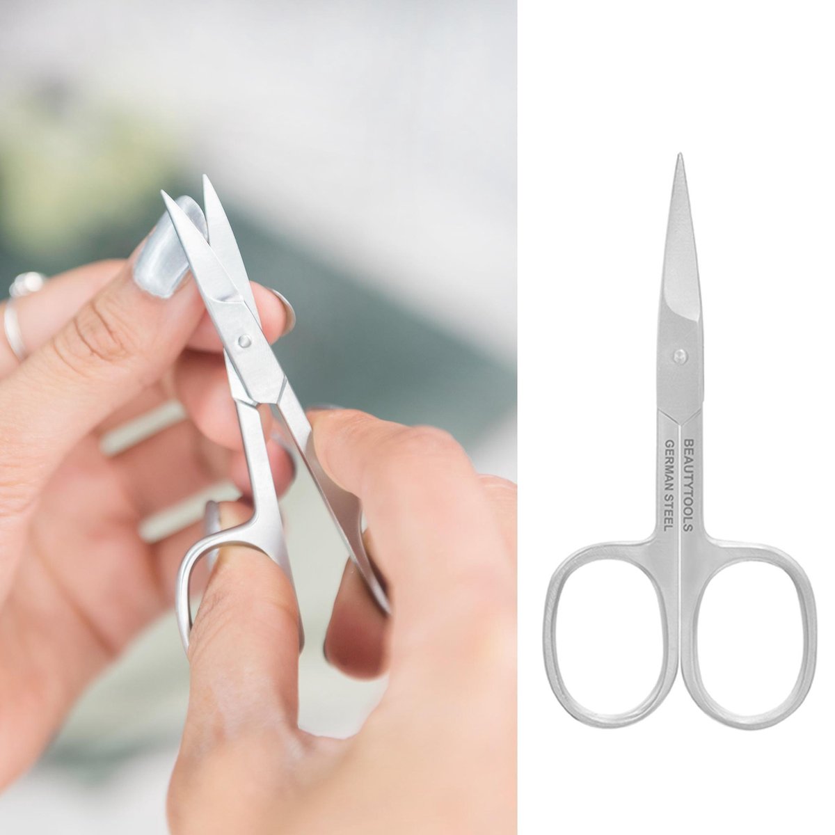 BeautyTools Professioneel Stevige Nagelschaar voor Vingernagels en Teennagels - Pedicure en Manicure Schaar - Gebogen snijvlak – 9 cm (NS-0829) INOX