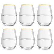 Libbey Waterglas Atlin - 35 cl / 350 ml - set van 6 - gouden rand - klassiek - feestelijk