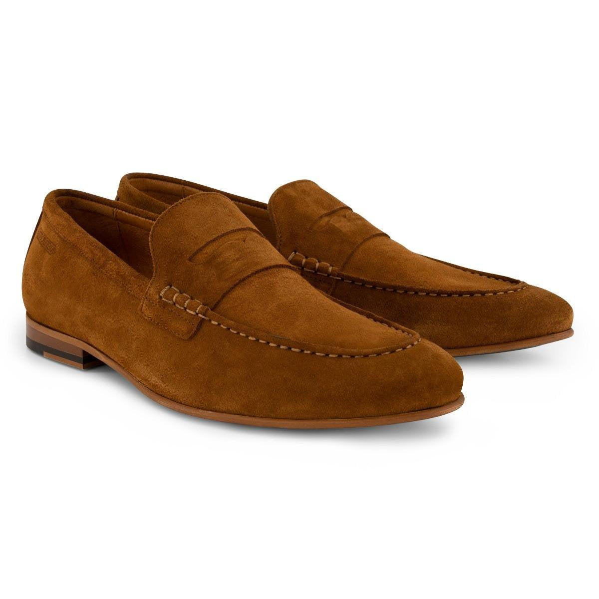 DenBroeck Park Row - Suede Leren herenloafers - Cognac Bruin - Maat 40