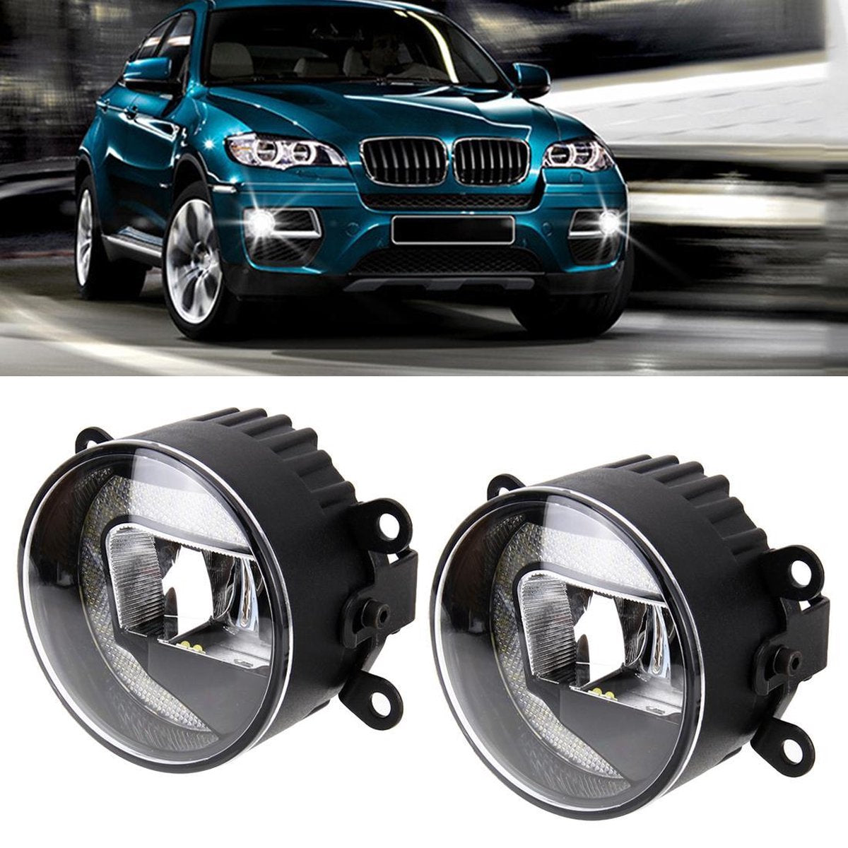 IPHCAR M701 2 STKS DC 12V 15W 6000K (Mistlicht) 8000K (Lopend Licht) 1000LM 2 in 1 Mistlamp + Dagrijlicht (Wit Licht) & # 160;