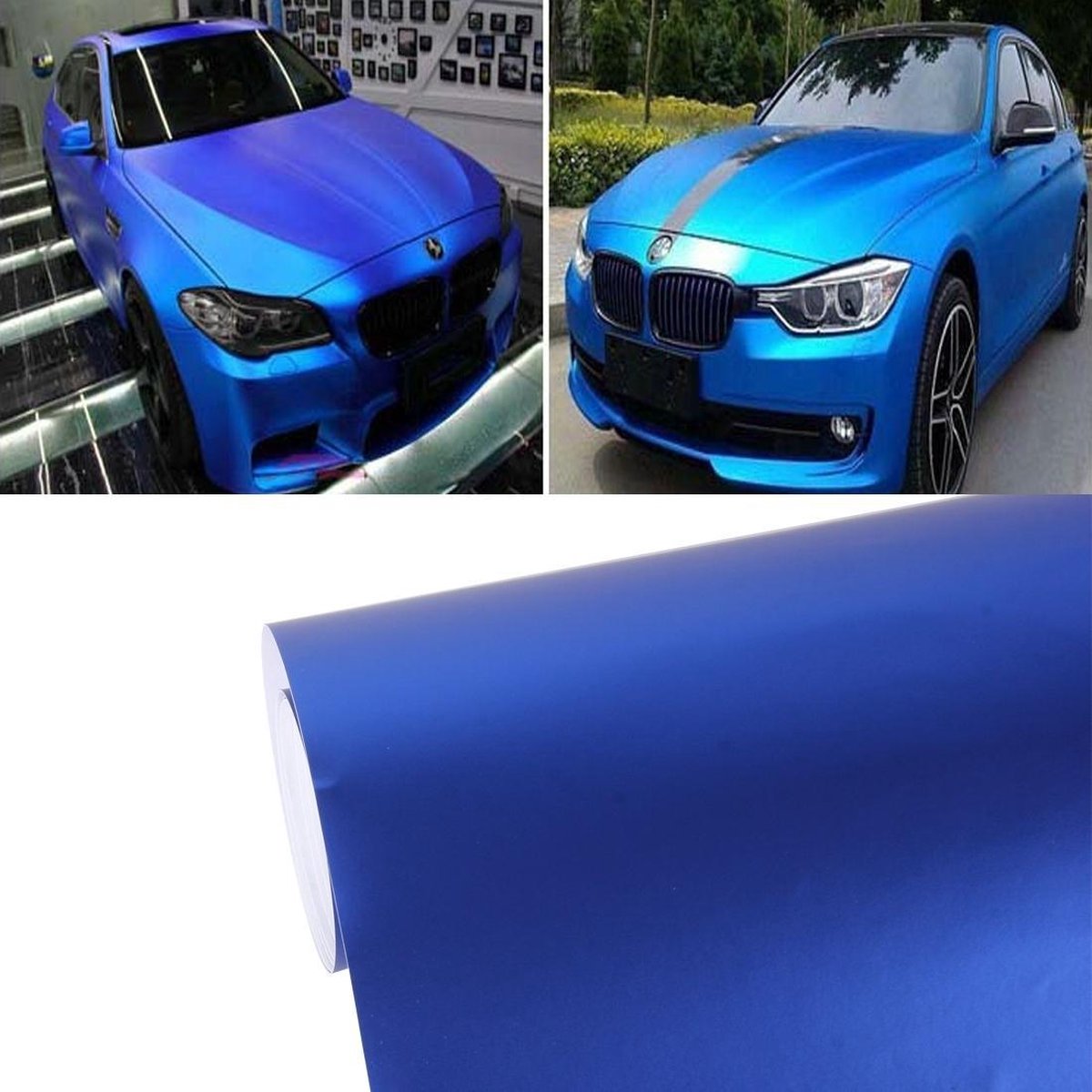 1.52m × 0.5m Ijsblauw Metallic Mat Ijzig Ijs Auto Sticker Wrap Auto Wrapping Voertuig Sticker Motorfiets Vel Tint Vinyl Luchtbelvrij (Donkerblauw)