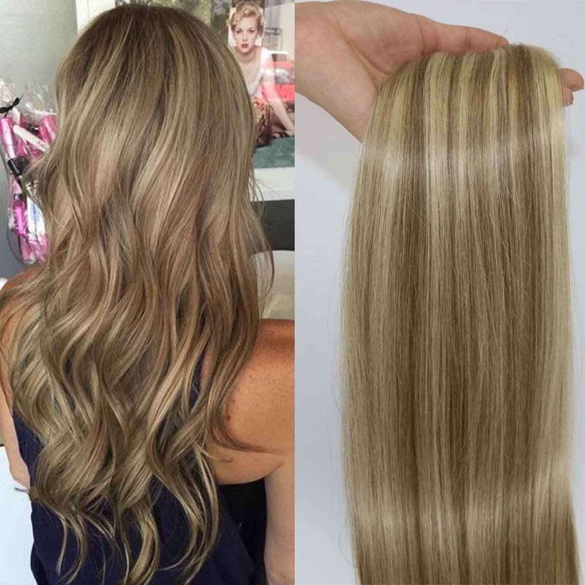 Clip In Extensions 60cm caramel mix 18/613 Echthaar Hairextensions 160gram